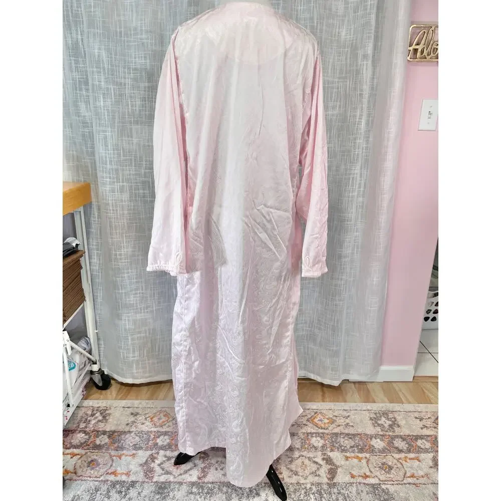 VTG Oscar De La Renta Night Gown Pink Paisley Satin Feminine Coquette Soft Girl